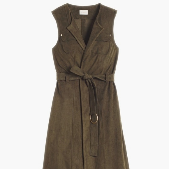CHICOS FAUX SUEDE VEST AMBERED OLIVE - Picture 5 of 6